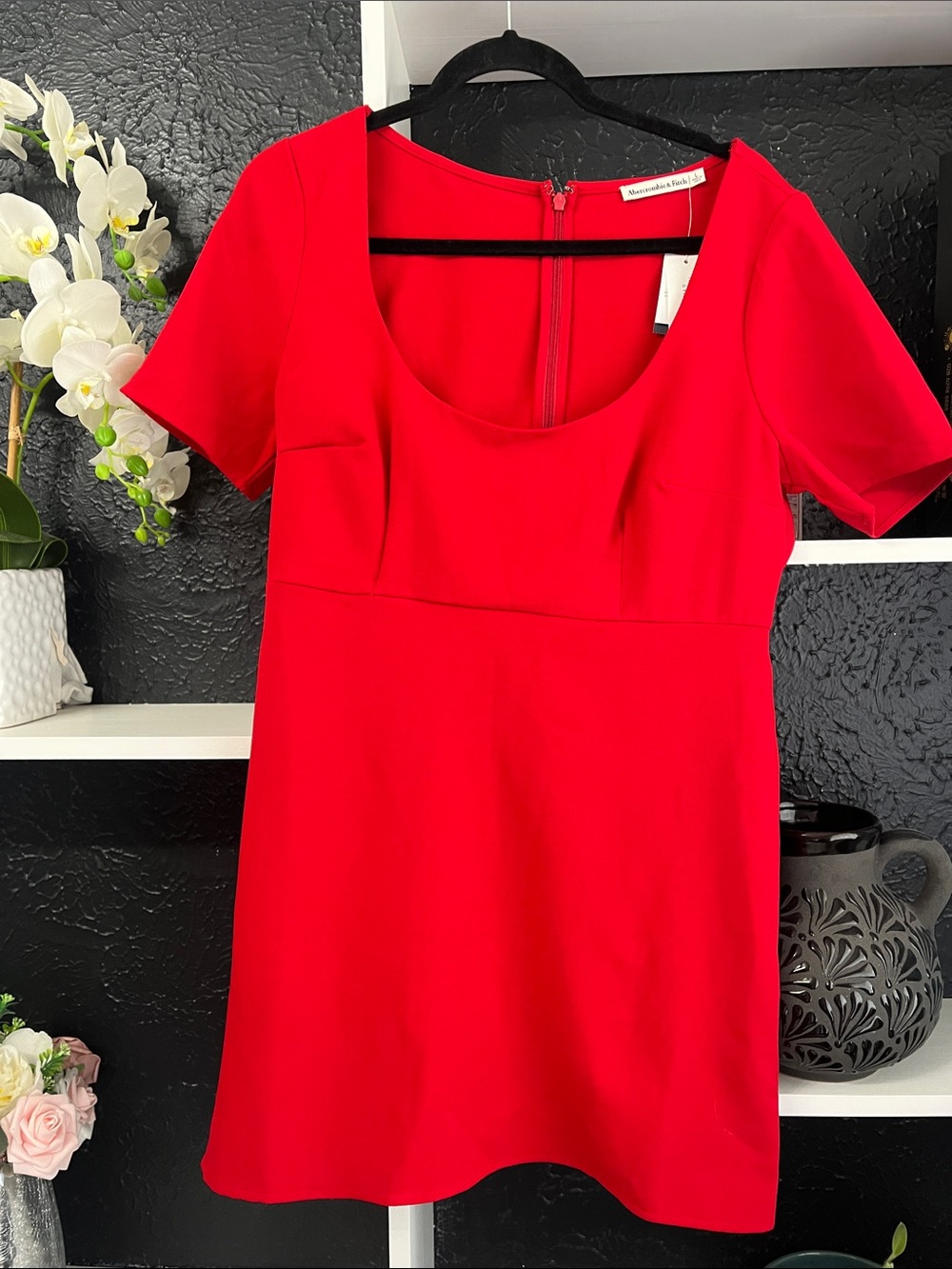 Abercrombie & Fitch Red Scoop Neck Mini Dress L